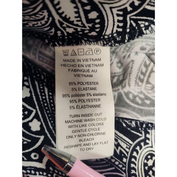 MICHAEL Michael Kors Pull on Pants Paisley Capri Stretchy Black White Large - Picture 5 of 8